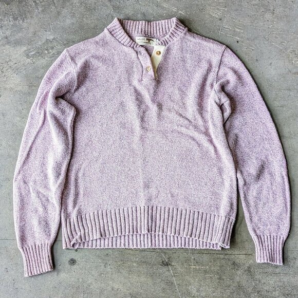 Vintage Midwest Mountaineering Purple Knit Henley Sweater large - Picture 1 of 6
